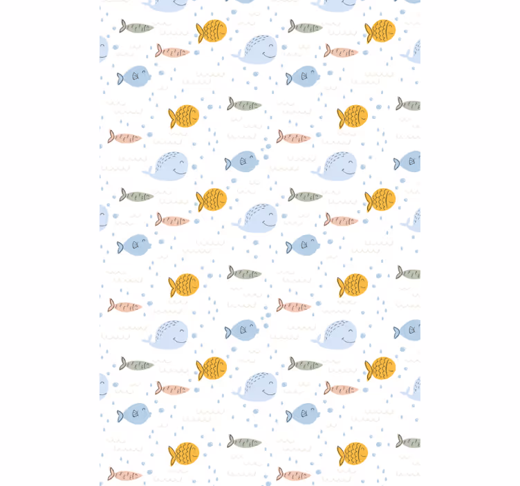 Tapet dyr tegneserie flerfarget fisk - Tenstickers