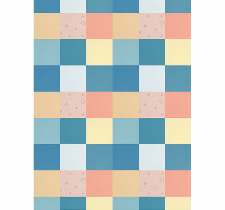 Tapet korridor fargerikt retro patchwork mønster - Tenstickers