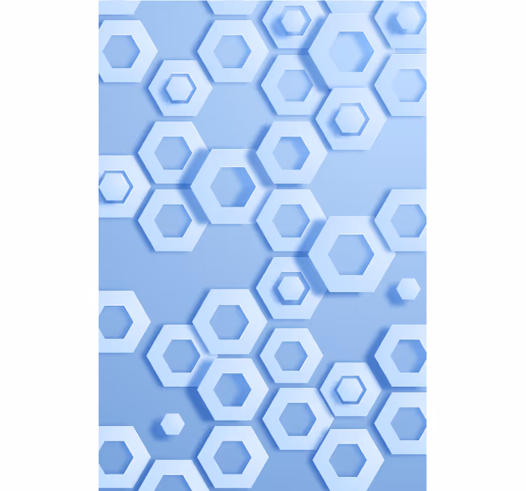 Tapet geometriske former hexagonalt blå mønster - Tenstickers