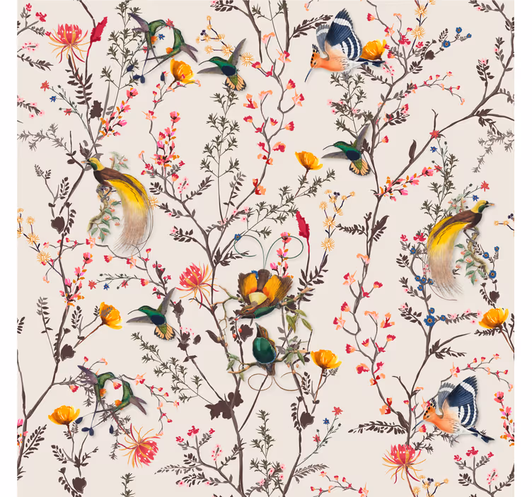 Tapet natur med naturalistisk blomsterdesign - Tenstickers