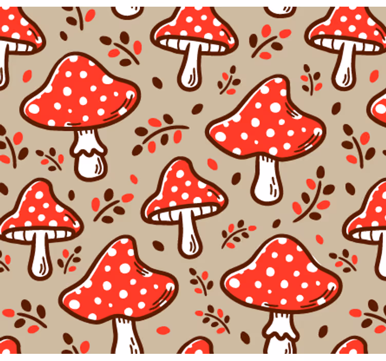 Tapet natur typiske sopper på beige bakgrunn - Tenstickers