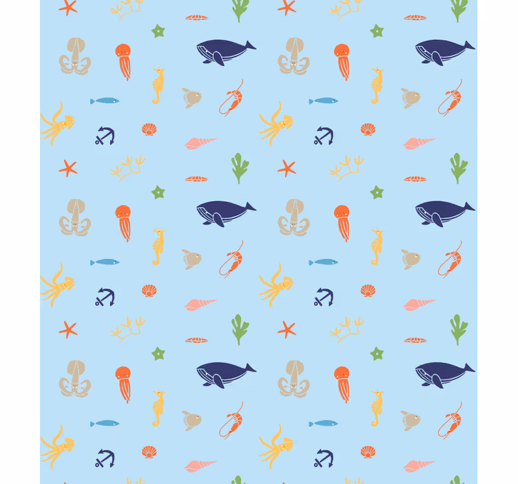 Tapet barn minimalistiske sjødyr - Tenstickers