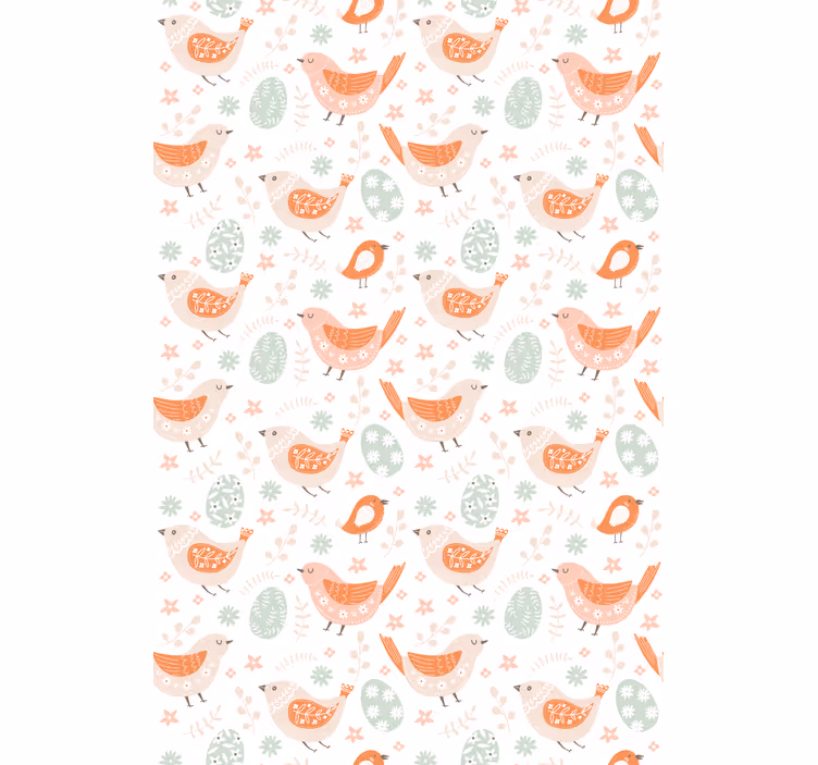 Tapet barn minimalistiske nordiske småfugler - Tenstickers