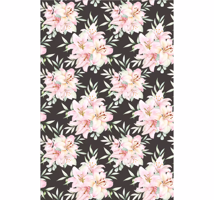 Tapet korridor akvarell liljer blomsterdesign - Tenstickers