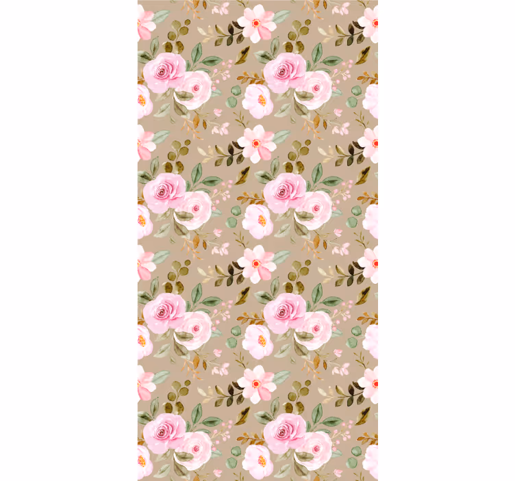 Tapet korridor rosa blomsterdesign - Tenstickers