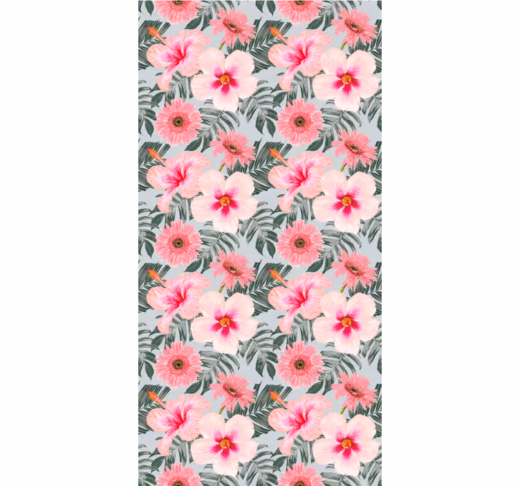 Hibiskus og blomster tapet korridor - Tenstickers