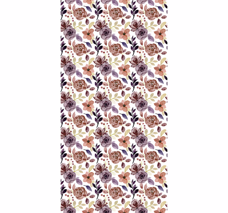 Tapet korridor rose og blomstermønster - Tenstickers