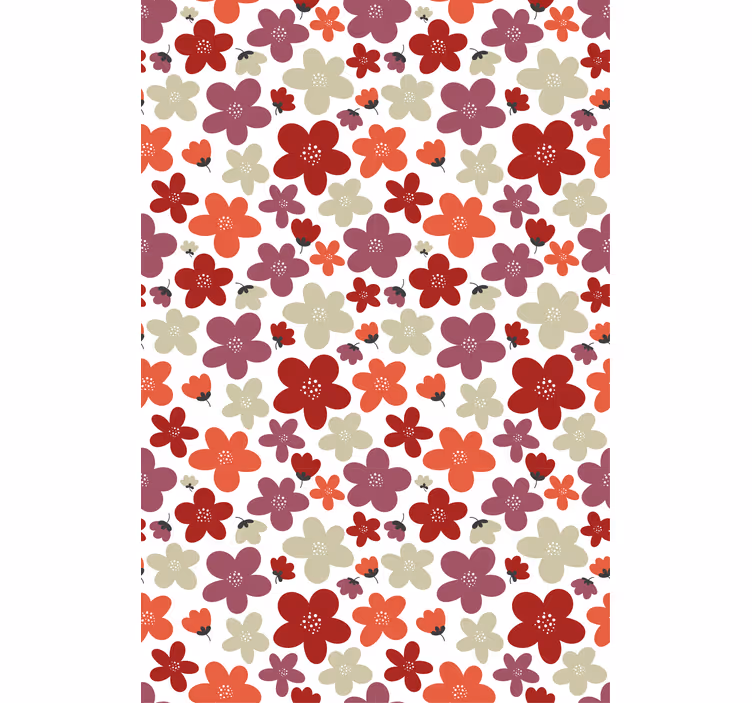 Nordisk tapet rødt abstrakt blomsterdesign - Tenstickers