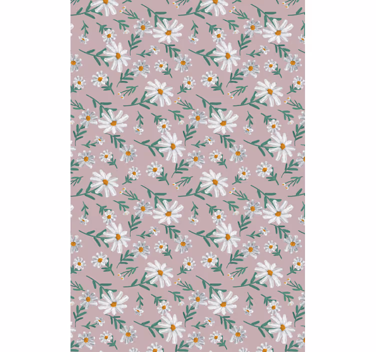 Tapet stue 70-talls tusenfryd rosa - Tenstickers