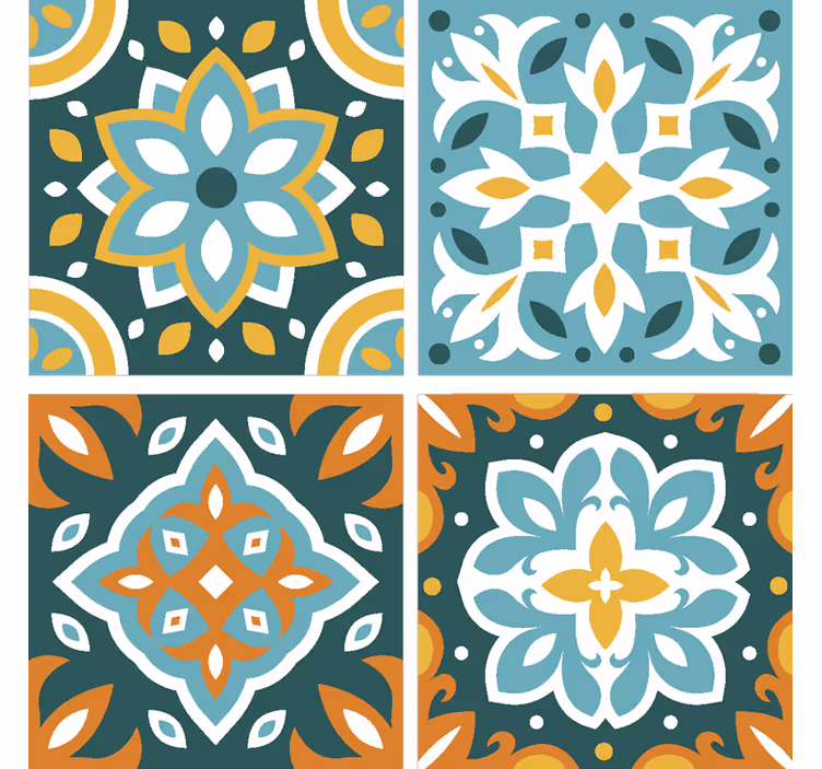 Intrikate blomsterdesign tapet fliser - Tenstickers