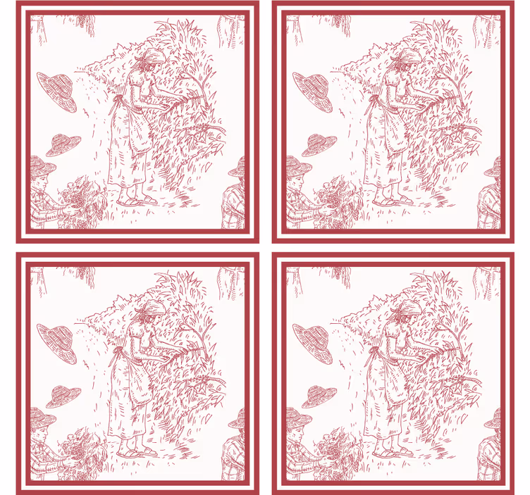 Tapet vintage med illustrasjon av rustikk scene - Tenstickers