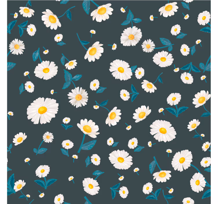 Tapet blomster tusenfryd mønster - Tenstickers