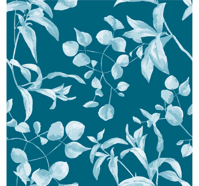 Tapet blomster blå akvarelldesign - Tenstickers