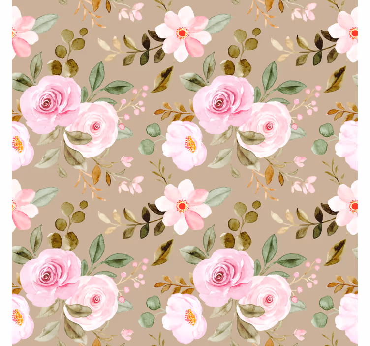 Tapet blomster vintage beige roser tekstur - Tenstickers