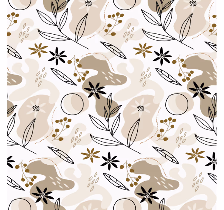 Tapet blomster stilige rosa og beige bladmønster - Tenstickers