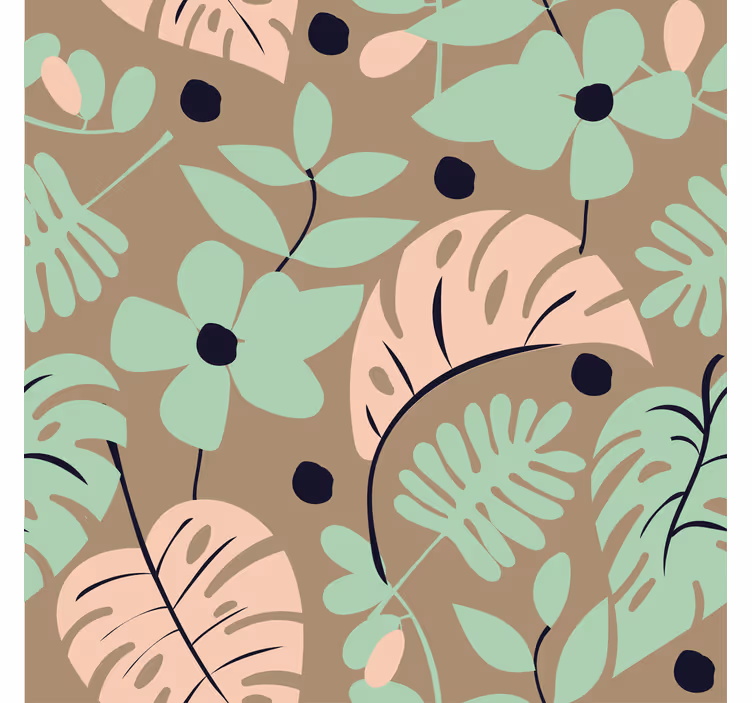 Tapet blomster pastellfargede monstera blomster og blader - Tenstickers