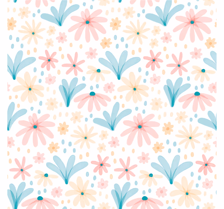 Tapet blomster pastellfarge blomstermønster - Tenstickers