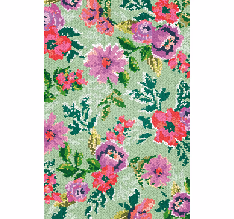 Tapet blomster mosaikkmønster - Tenstickers