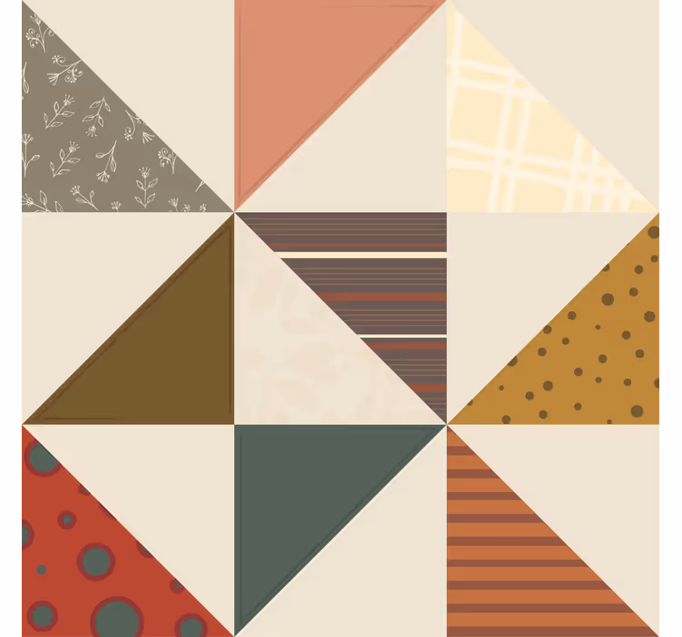 Tapet vintage patchwork geometrisk trekantmønster - Tenstickers