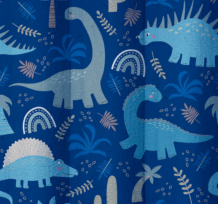 Dinosaur tapet i blå nyanser - Tenstickers