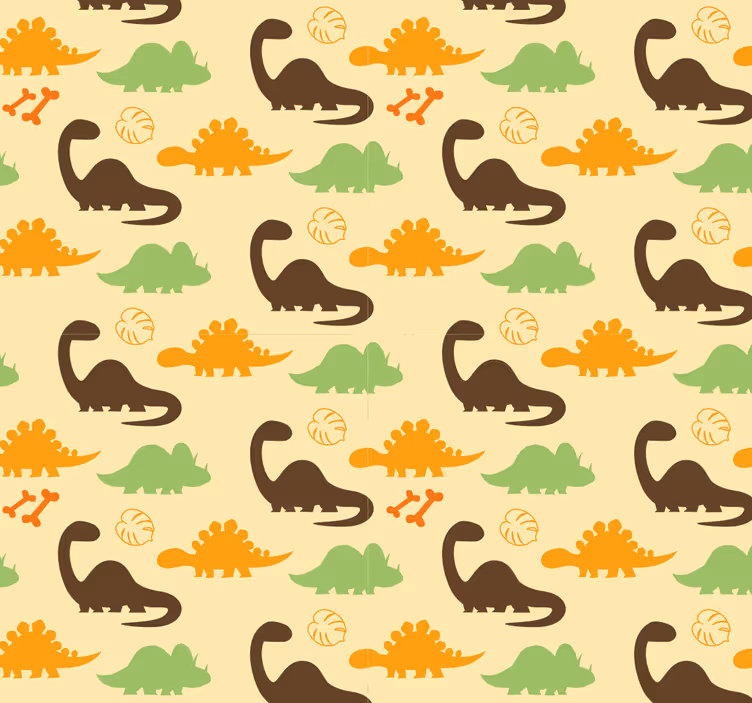 Dinosaur tapet beige bakgrunn - Tenstickers