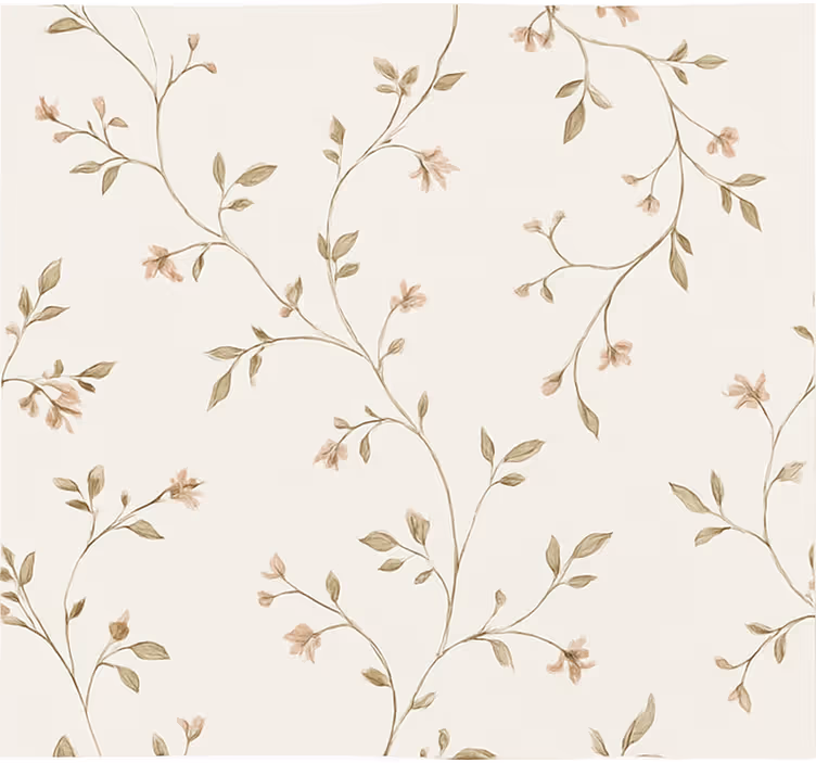Tapet stue hvit bakgrunn med blomster - Tenstickers