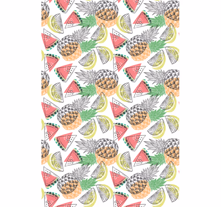 Moderne tapet med fargerikt mønster av sommerfrukt - Tenstickers