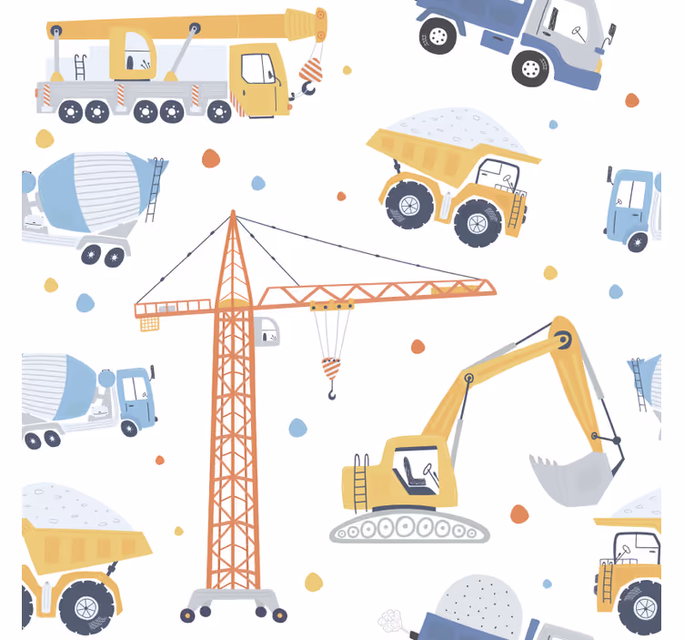 Tapet barn morsomme anleggsbiler - Tenstickers