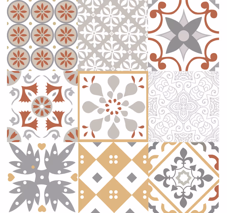 Tapet kjøkken oransje mosaikk - Tenstickers