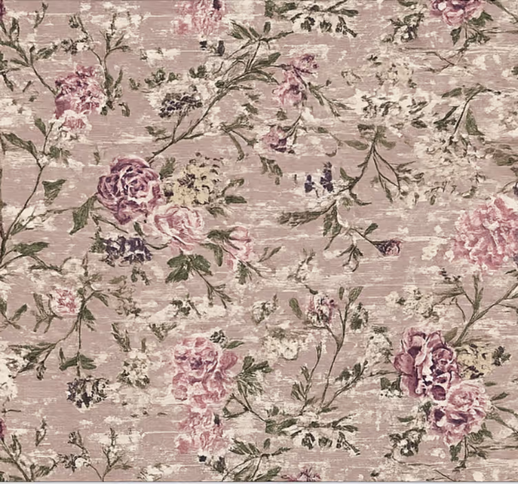 Tapet stue vintage blomster lilla - Tenstickers