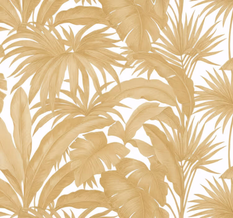 Tapet stue gylden palm - Tenstickers