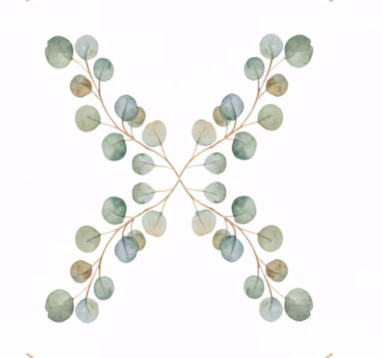 Tapet stue eucalyptus akvarell kvist - Tenstickers