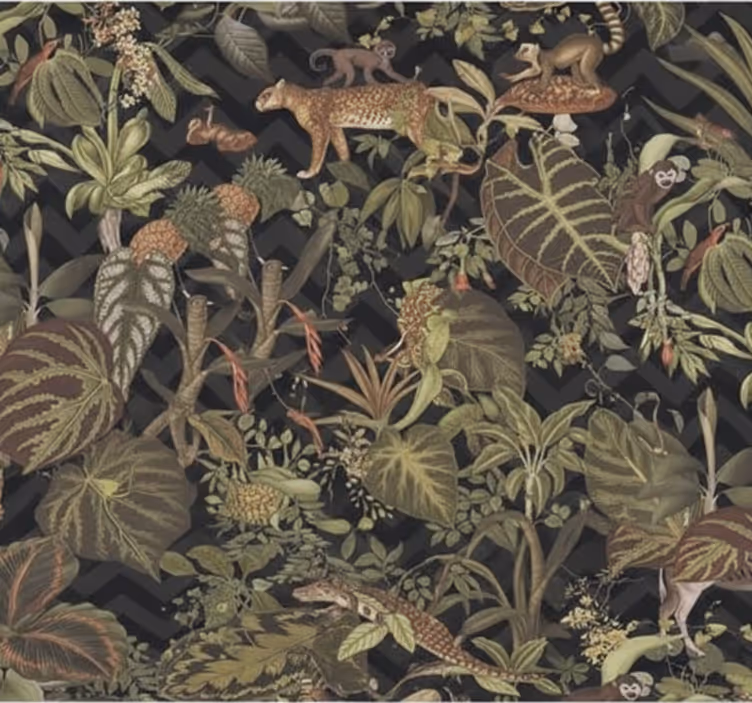 Tapet gift med jungledyr - Tenstickers