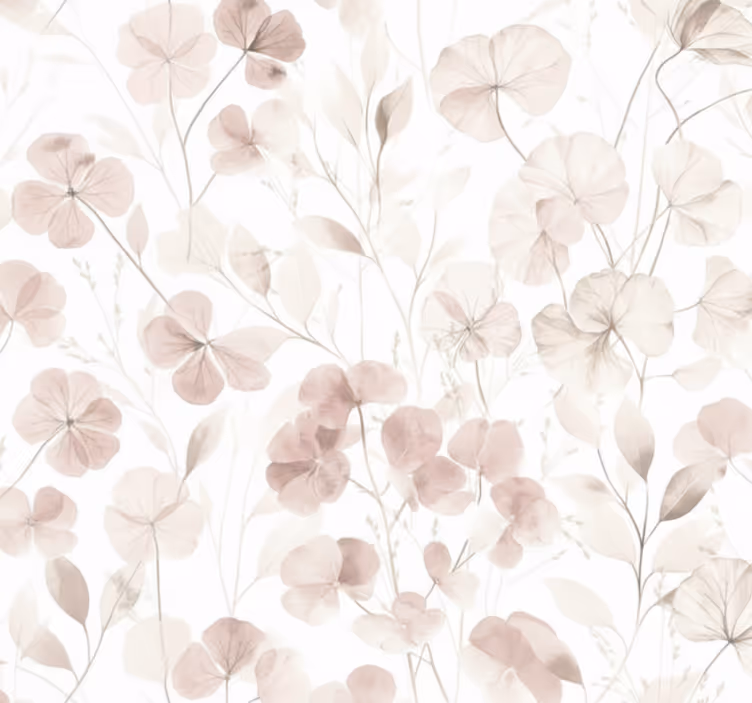 Tapet stue akvarell pressede blomsterblad - Tenstickers