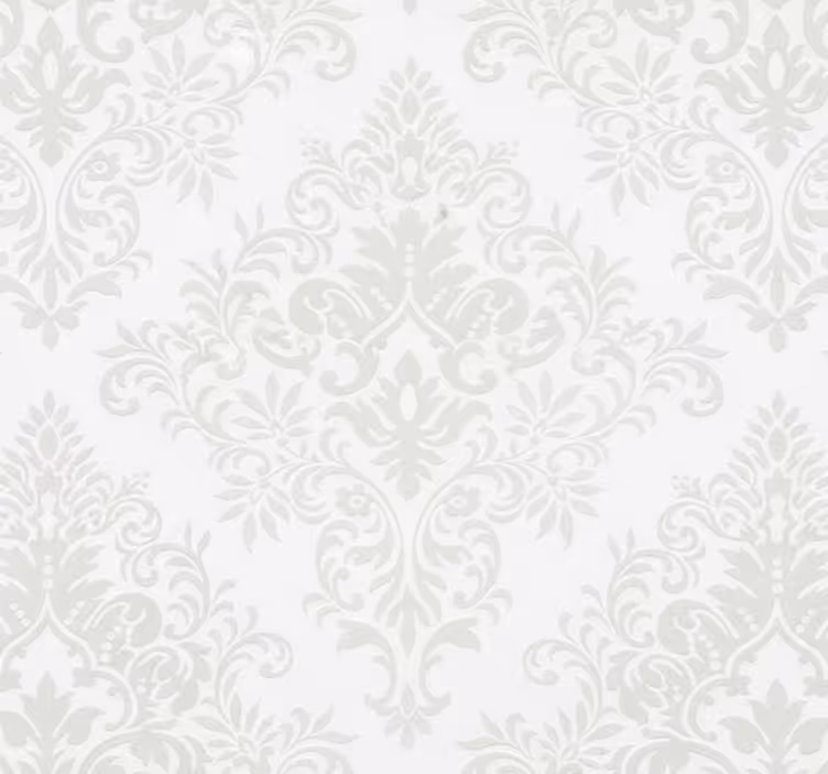 Tapet stue klassisk hvit damask - Tenstickers
