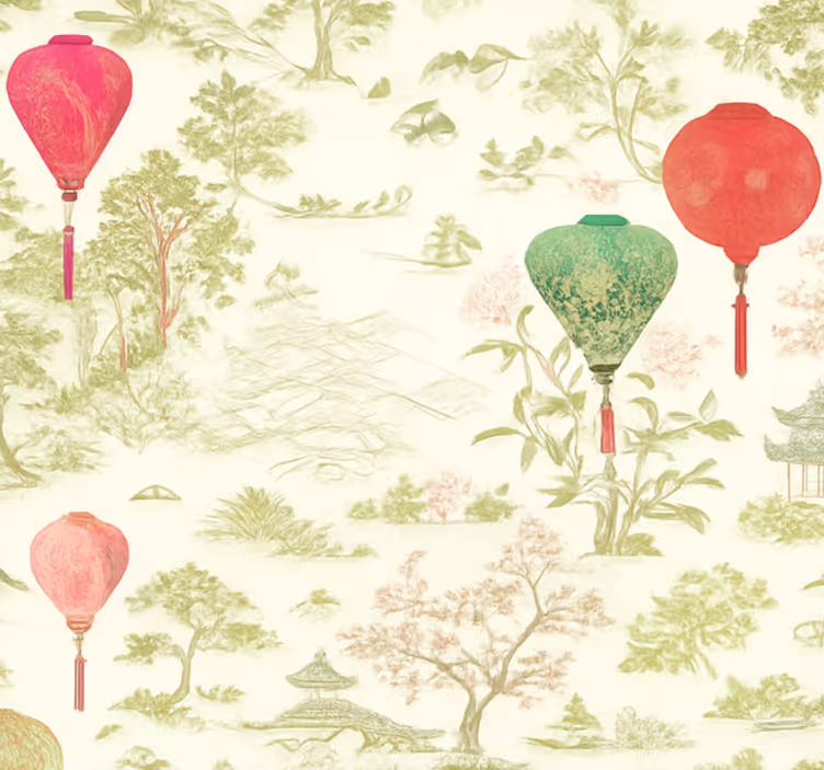 Tapet gift oriental kinesisk landskap - Tenstickers