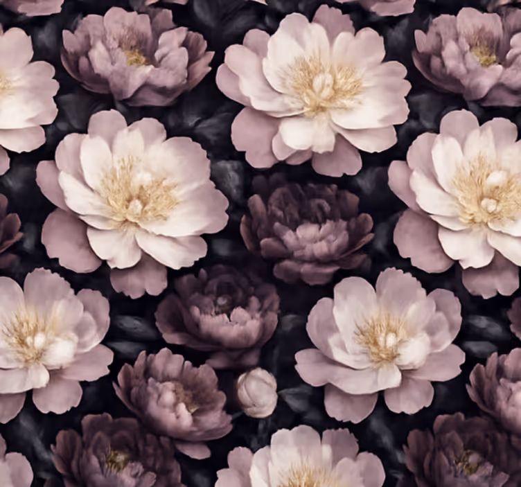 Tapet stue mørk blomsterdesign - Tenstickers