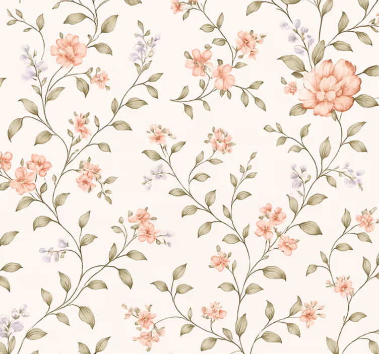 Lekende blomster tapet stue - Tenstickers