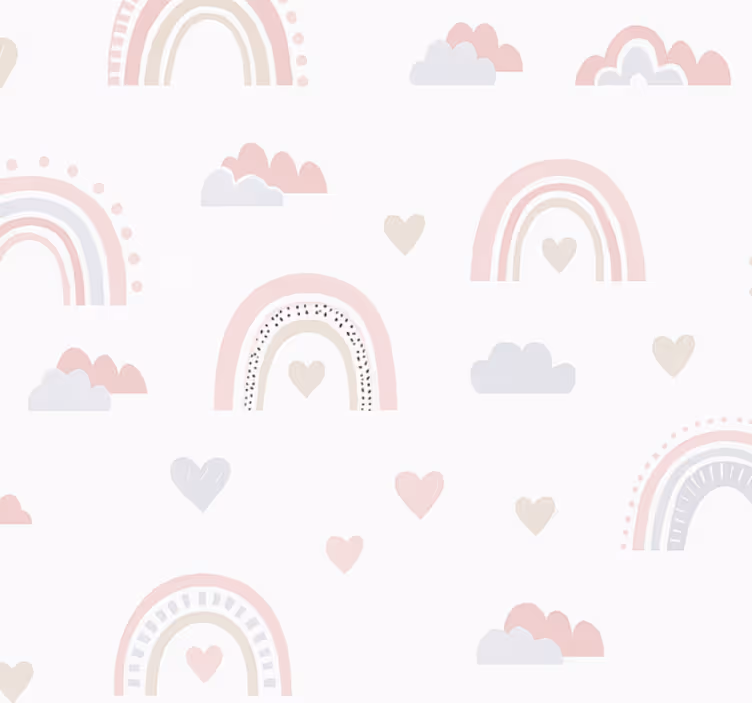 Tapet barn rosa regnbue design - Tenstickers