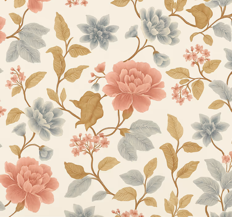 Romantisk blomster tapet gift - Tenstickers