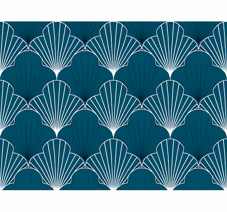 Tapet abstrakt moderne teal skjellfane - Tenstickers