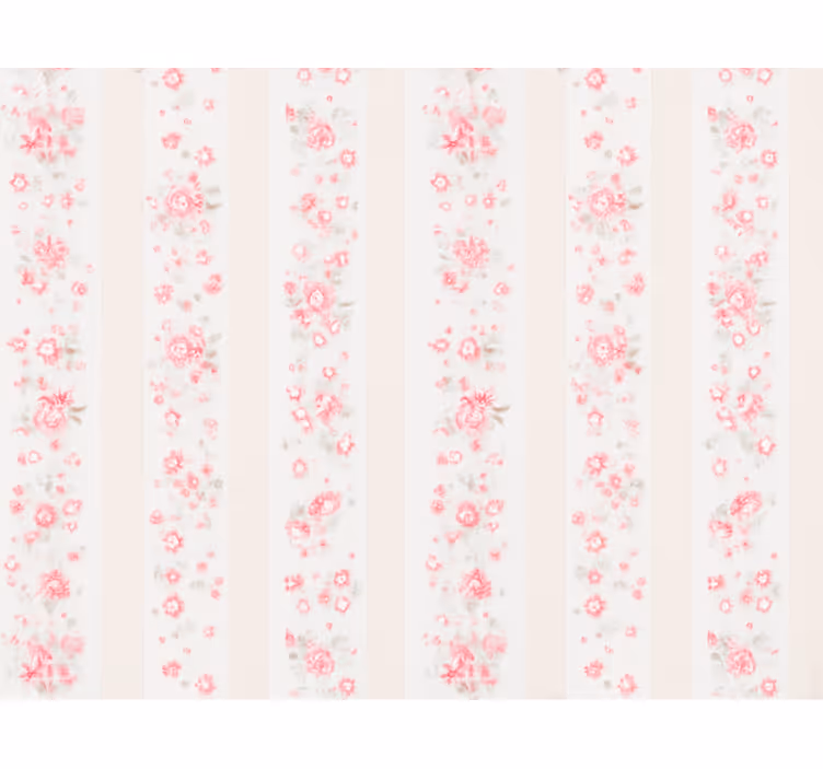 Tapet barn rosa retro blomstrete striper - Tenstickers