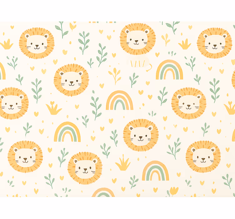 Tapet barn med regnbue og løver design - Tenstickers