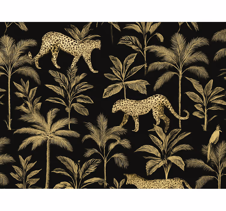 Tapet gift med svart bakgrunn og beige dyr - Tenstickers