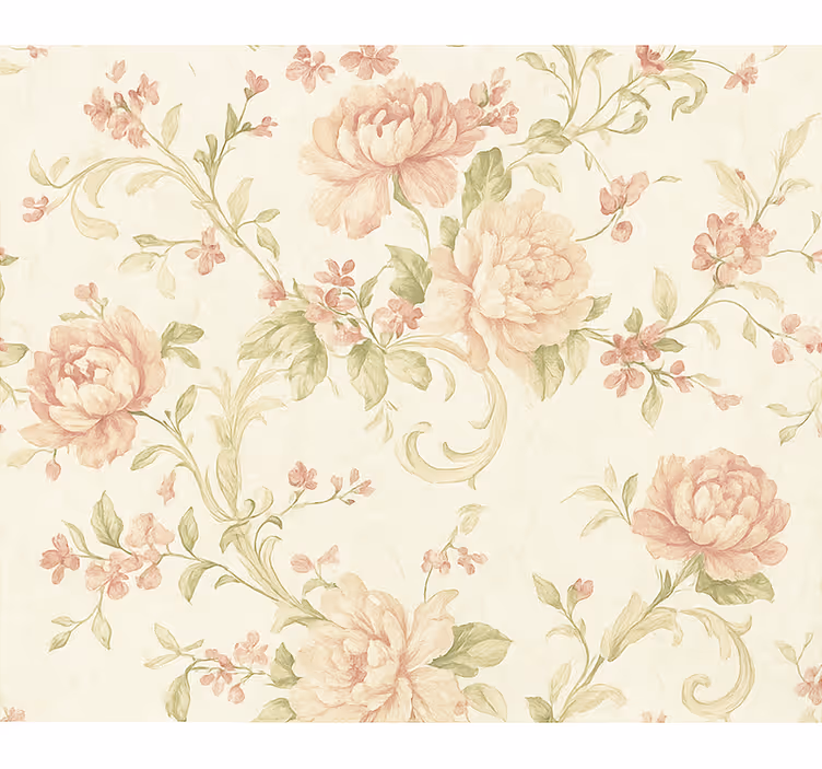 Tapet gift lys rosa vintage blomsterdesign - Tenstickers