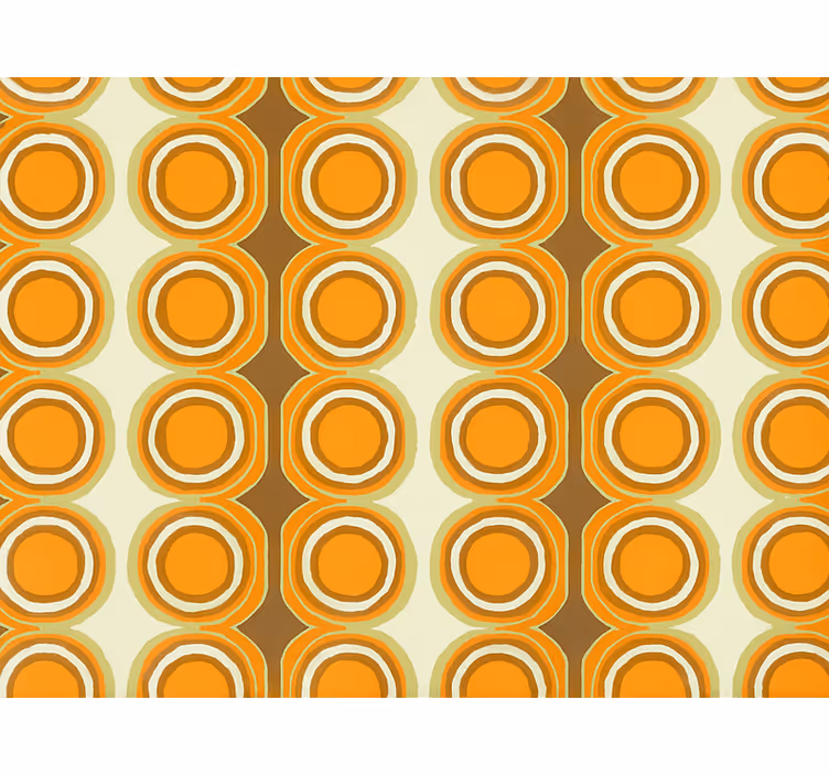 Tapet stue retro oransje sirkler design - Tenstickers