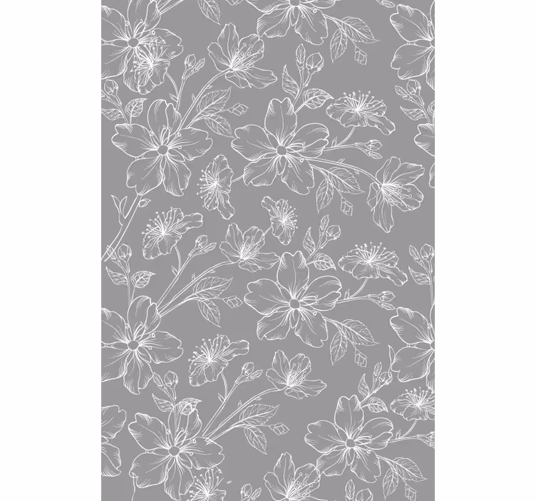 Grå blomster tapet blomster - Tenstickers