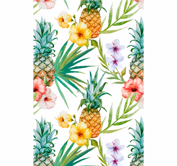 Tapet blomster malt ananas - Tenstickers