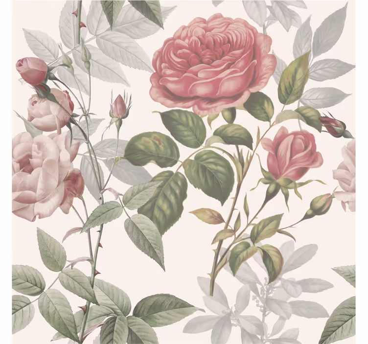 Tapet blomster rosemønster - Tenstickers