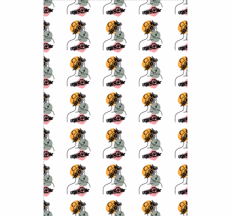 Tapet blomster fantastisk kvinne blomsteransikt - Tenstickers
